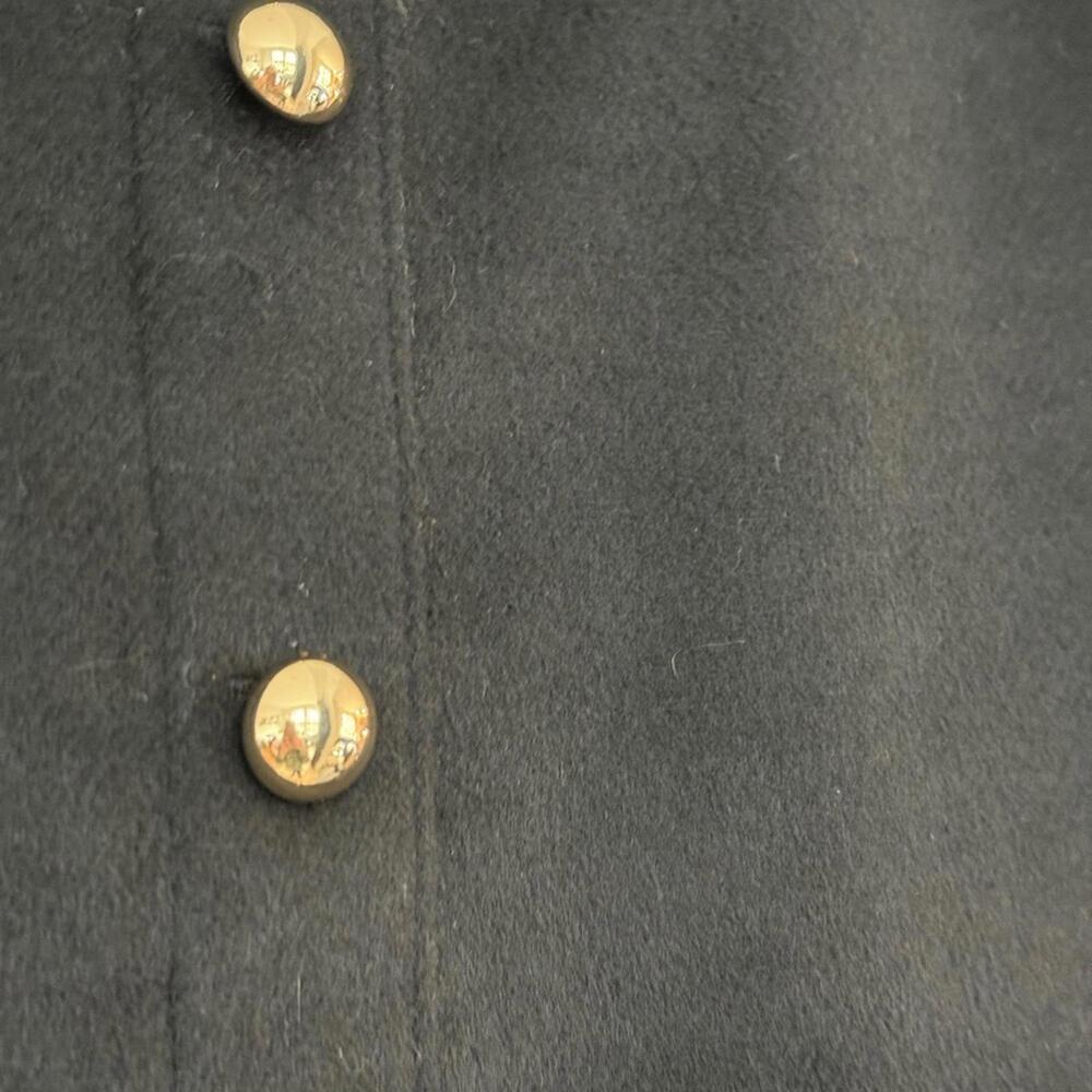 Loft | Black Wool Blend Gold Button Front Mini Sk… - image 3